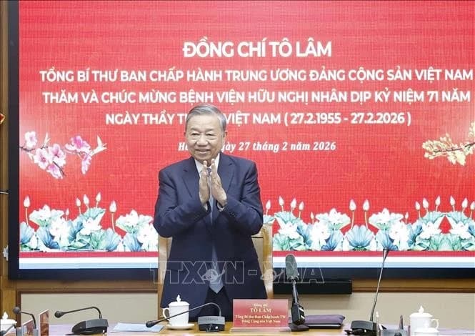Phát biểu của Tổng Bí thư đến thăm , chúc mừng y , bác sĩ Bệnh viện Hữu nghị